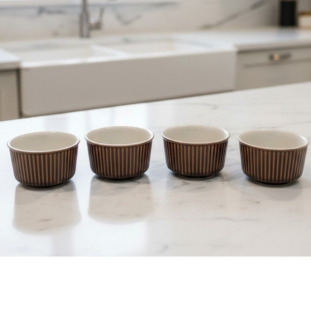 Villeroy & Boch Custard Dishes, Set of 4, Glazed Ceramic Ramekins, Dessert Bowls